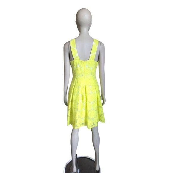 Cremieux Yellow and White Flower Fit and Flare Dress - Picture 4 of 5